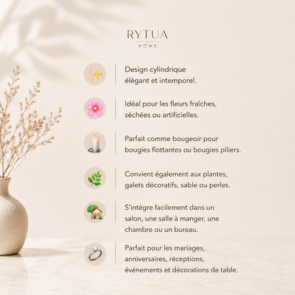 Vase Cylindrique en Verre Transparent |